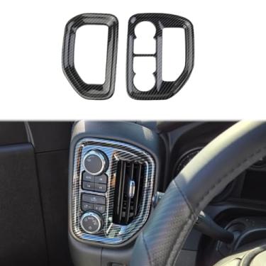 Imagem de Fewshaw Acabamento da tampa da saída de ar lateral do painel de fibra de carbono para Chevy Silverado 1500/GMC Sierra 1500 2019-2021 para Sierra 2500 3500 HD 2020-2023