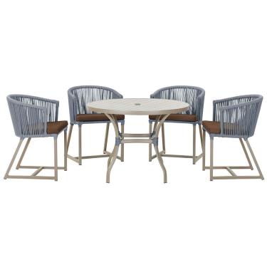 Imagem de Mesa com 4 Cadeiras de Jantar Roma 100cm e Noronha em Aluminío