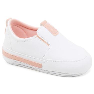 Imagem de Sapato Tênis Bebe Baby Menina Confort Primeiro Passo Branco Rosa