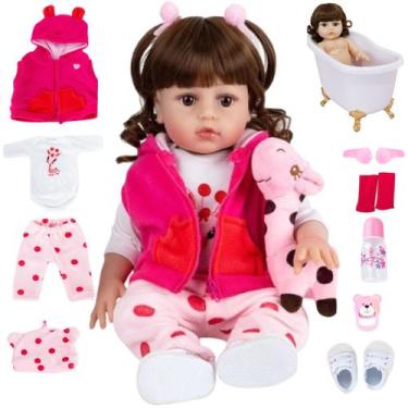 Imagem de Bebê Reborn Girafinha Boneca Siliconada Menina Boneca Pode dar Banho -