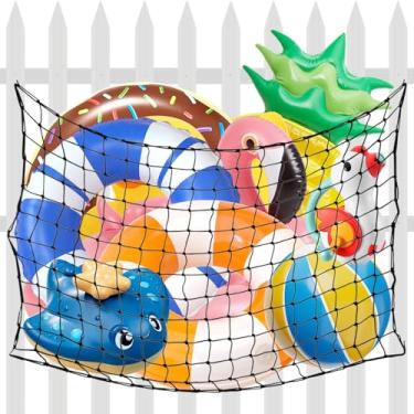 Imagem de Foxtell Rede De Armazenamento Extra Grande Para Brinquedos Piscina, 71 X 47 Pol., Bolsa Com 20 Ganchos, Organizador Malha Elástica Resistente Pendurar, Suspensão Natação Botes Infláveis, Macarrão, B