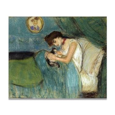 Imagem de Murais Woman With Cat Diego Rivera – Arte de realismo socialista mexicano, muralista do século 1357, coleção clássica do museu de Nova York para decoração de casa 30 x 36 cm