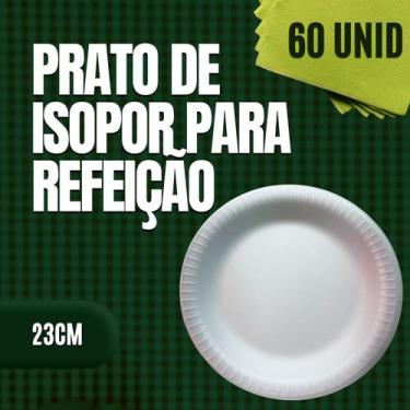 Imagem de Prato isopor com 60 unidades refeição 23cm resistente e termico - Tota