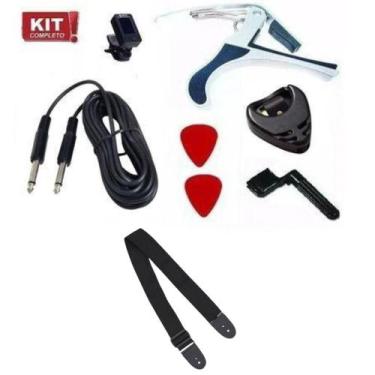 Imagem de Kit Acessórios Violão Encordoador Cabo Afinador Palheta Capo - Carbon