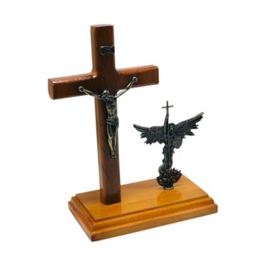 Imagem de Crucifixo de Mesa com Imagem São Miguel Arcanjo 20 cm