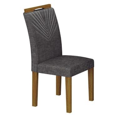 Imagem de Cadeira Para Mesa De Jantar Stela Mdf Freijó Linho Chumbo - Leifer Móveis