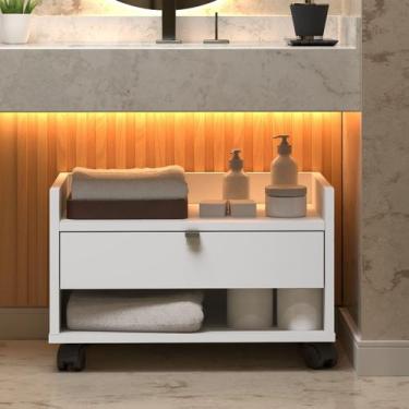 Imagem de Armário Gabinete Prisma Para Banheiro Com Nicho Uma Gaveta E Pés Rodíz