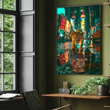 Imagem de Quadro Decorativo Seja Grande - MeMoldura, 100x150cm, Amadeirado Claro
