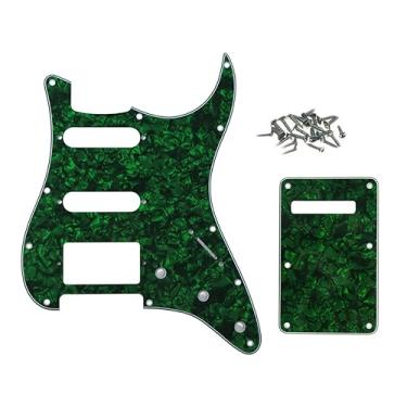 Imagem de ROZILO Conjunto de placas traseiras de guitarra de 11 furos Strat HSS Pickguard para Fender EUA/México feito padrão Stratocaster verde pérola