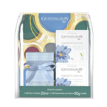 Imagem de Kit Giovanna Baby Blue Deo Colonia 20ml+ Sabonete Em Barra vegetal Óleo De Macadâmia e Vitamina E 2 Unidades De 90g Cada