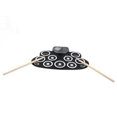 Imagem de Akozon Akozon USB Bateria Eletrônica Recarregável Com Alto -falantes Duplos - Roll Up Drum Practice Pad for Kids and Beginners Bot Drum Portable Silicone Com Som Ajustável e Pedais de pé