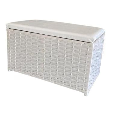 Imagem de Puff Baú de Brinquedos Infantil 100L – Bau Organizador de Brinquedos com Assento Suede em Fibra Sintética(Branco/Branco Napa)