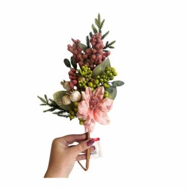 Imagem de Galho Berry Rosa E Verde Decoracao Arvore Guirlanda - TOK DA CASA