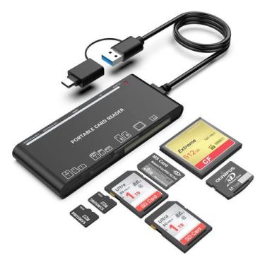 Imagem de Leitor multicartão USB C USB3.0 7 em 1 para SD, CF, Micro SD - Rockete