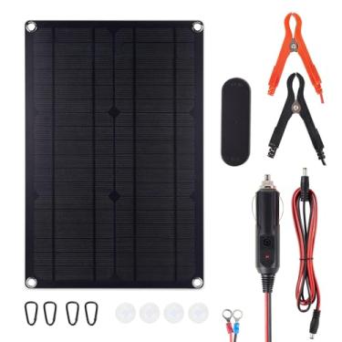 Imagem de Mulcort Carregador solar de bateria de 20 W para carro, motocicleta, barco e dispositivo móvel - Painel solar portátil de 12 V 5 V com controlador solar PWM, regulação de tensão eficiente, energia