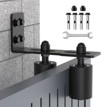 Imagem de Anobeyi Kit de ferragens de rolo de portão deslizante ajustável - Suporte de parede de aço resistente e guia de rolo de nylon para portas de rolar/deslizar, garagem, portões de madeira (preto-1 peça,