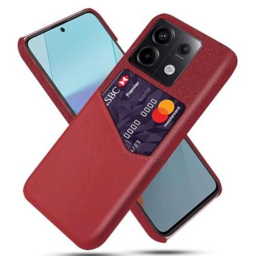 Imagem de Capa para Xiaomi Redmi Note 13 PRO,Tela e tampa de couro PU,Antideslizante,360°cobertura completa à prova de choque com 1 slot de cartão atrás,Prevenção de queda-Red