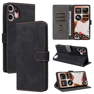 Imagem de Pzwoxukhov Capa de telefone compatível com Nothing CMF Phone 2 Pro, couro PU, capa flip preta