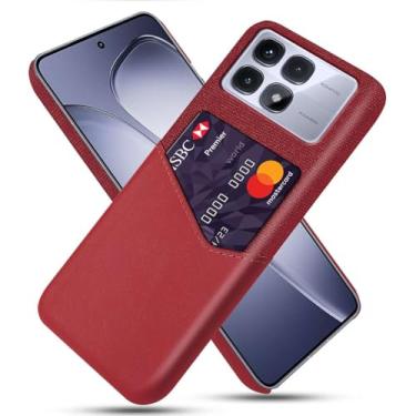 Imagem de Capa para Xiaomi Redmi K70 ULTRA,Tela e tampa de couro PU,Antideslizante,360°cobertura completa à prova de choque com 1 slot de cartão atrás,Prevenção de queda-Red