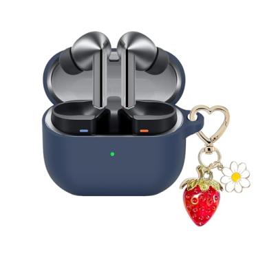 Imagem de AGAOSH Capa para Samsung Galaxy Buds 3 / Galaxy Buds 3 Pro com chaveiro fofo de morango, capa protetora de silicone macio margarida para fones de ouvido Samsung Galaxy Buds3 Pro para mulheres e homens