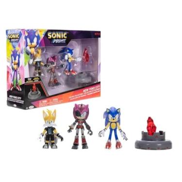 Imagem de Sonic Prime 2.5" Figure Multipack with Sonic, Tails Nine & The Prism Shard with display base!