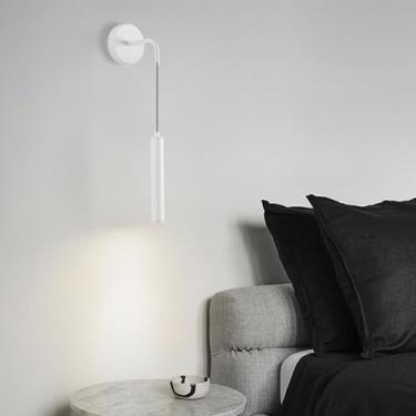 Imagem de GZZBMY Iluminação de parede LED moderna comprimento ajustável arandelas de metal alumínio acrílico luminária de parede interior para sala de estar restaurante quarto decoração de cabeceira (branco