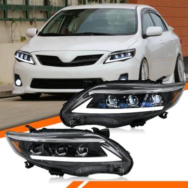 Imagem de COOLDNA Faróis para Toyota Corolla 2011 2012 2013 Conjunto de farol com seta sequencial/farol lateral do motorista e do passageiro