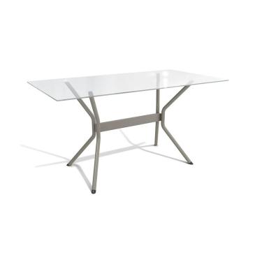 Imagem de Mesa Loire Níquel Com Tampo De Vidro Incolor 1,50m