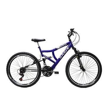 Imagem de Bicicleta Aro 26 Full Quadro Aço Suspensão Dianteira e Traseira Freios V-Brake (Azul)