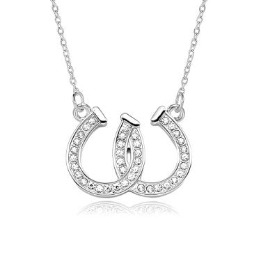 Imagem de LPYO Colar de ferradura para mulheres, pingente de ferradura de zircônia cúbica da sorte, colar de ouro em forma de U, feito à mão, corrente ajustável, joias modernas, Medium, Zinco, Zircônia cúbica
