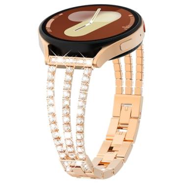 Imagem de KADES Compatível Com Samsung Galaxy Watch 7/6/5/4 40 Mm 44 6 Classic 47 Pulseira 43 5 Pro 45 Mm, Bling Diamond Luxury Para Mulheres 4 42 46 Ouro Rosa