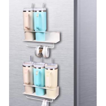 Imagem de Suporte magnético para copo Stanley, organizador de garrafas de água para armário de geladeira de cozinha, compatível com copos Stanley de 850 g e copos de 1,134 g, suporte magnético para copos
