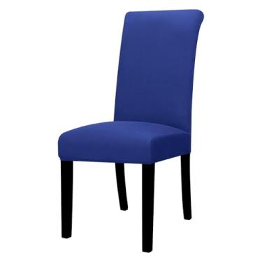 Imagem de Capa para cadeira elástica de 1/2/4/6 peças, capa universal ajustável para cadeiras de jantar, capa de assento resistente à cor para casa (6 peças/azul marinho sul)