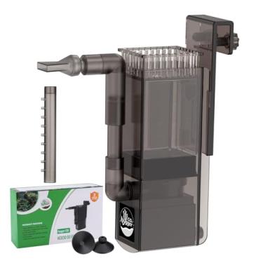 Imagem de Hygger CO2 Escumadeira de superfície de aquário de até 50 galões, escumadeira de fluxo de 132 GPH com saída dupla e função de criador de ondas, 6W