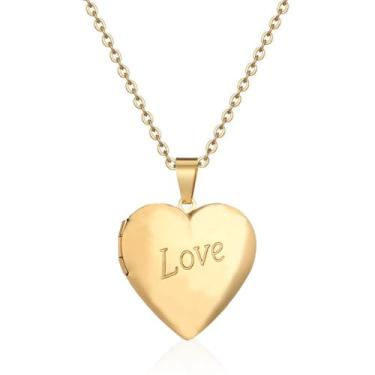 Imagem de Colar com medalhão de coração, pingente delicado de lembrança memorial, medalhão que comporta fotos, aço inoxidável, coração, caixa de fotos, colar para mulheres, amantes, mãe, pai, filha, filho,