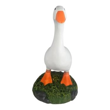Imagem de Fenteer Porta-chaves de pato, decoração para casa, estátua de resina, estatueta de ganso, animal, ornamento engraçado, escultura de pato fofa para mesa,