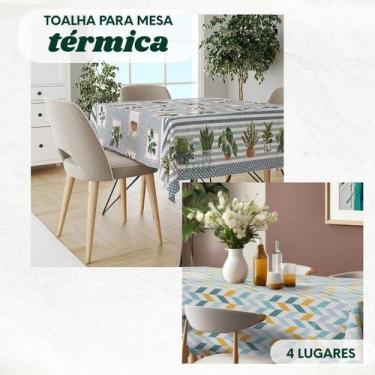 Imagem de Toalha de Mesa Térmica 4 Lugares 1,4 x 1,4mt Impermeável Estampada For