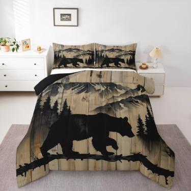 Imagem de Feelyou Conjunto de edredom abstrato para crianças, meninos, meninas, rosa, preto, geométrico, tamanho Queen, arte moderna, conjunto de edredom geométrico, 3 peças