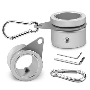 Imagem de Anéis de mastro de bandeira, anéis de mastro de bandeira de liga de alumínio, anel de montagem anti-envoltório giratório de 360°, clipes giratórios com mosquetão para diâmetro de 0,75-1,02 polegadas