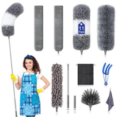 Imagem de Kit de limpeza de microfibra DTZERT (11 unidades) com poste de extensã