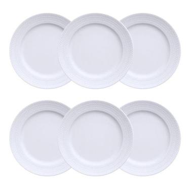 Imagem de Jogo 6 Pratos Sobremesa Chevron Relevo Porcelana Germer - Porcelanas G