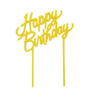 Imagem de Topo De Bolo Happy Birthday, Feliz Aniversário, Decoração - Toque 3D, 