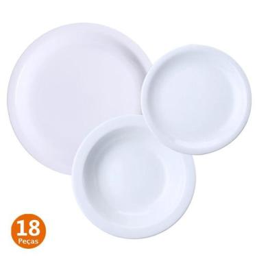 Imagem de Jogo De Pratos Porcelana 6 Rasos 6 Fundos 6 Sobremesa Germer - Porcela