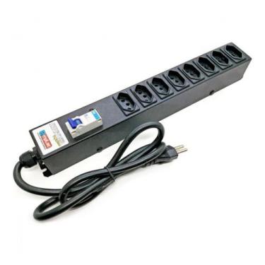 Imagem de Filtro de Linha Regua Metálico Disjuntor 20a 8 Tomadas Bivolt Cabo 1 M