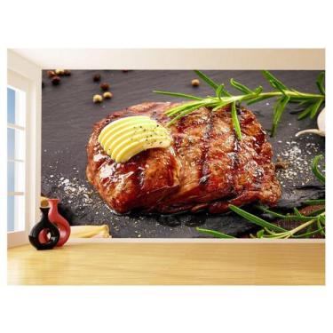 Imagem de Papel De Parede Alimentos Carne Churrasco Bife 3,5M Al285 - Você Decor