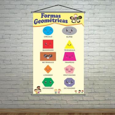 Imagem de Banner Escolar Pedagógico Formas Geométricas 2 - 120X65Cm - Plimshop