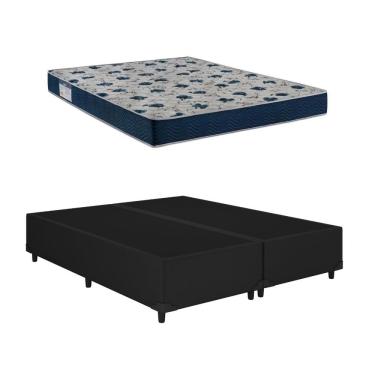 Imagem de Cama Base Box Casal Bipartido Preto Colchão ISO 60 D28 - Ortobom