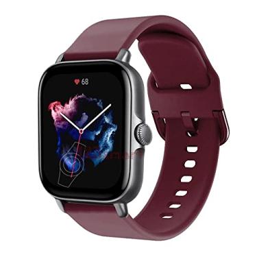 Imagem de Pulseira de Silicone Colorido marca 123smart para GTS4 A2168 GTS 4 Mini A2176 GTS 1 A1914 GTS2 A1969 GTS 2 Mini A2018 GTS 3 A2035 GTS3 Bip BIP U BIP 3 Cheetah Square Active 1 E 2 - Vinho