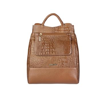 Imagem de Mochila pequena antifurto couro croco Susan-Feminino