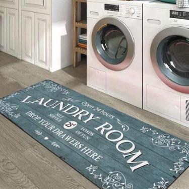 Imagem de Tapete de lavanderia Runner Lahome Farmhouse 50x150cm Cyan